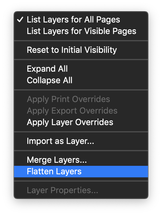 Adobe Acrobat, Layers options menu